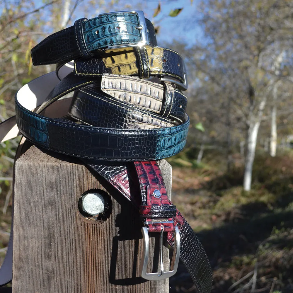 Two-Toned Mock Croc Belt - Blue - 40mm