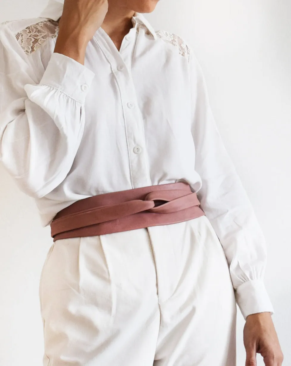 Wrap Leather Belt - Cinder Rose