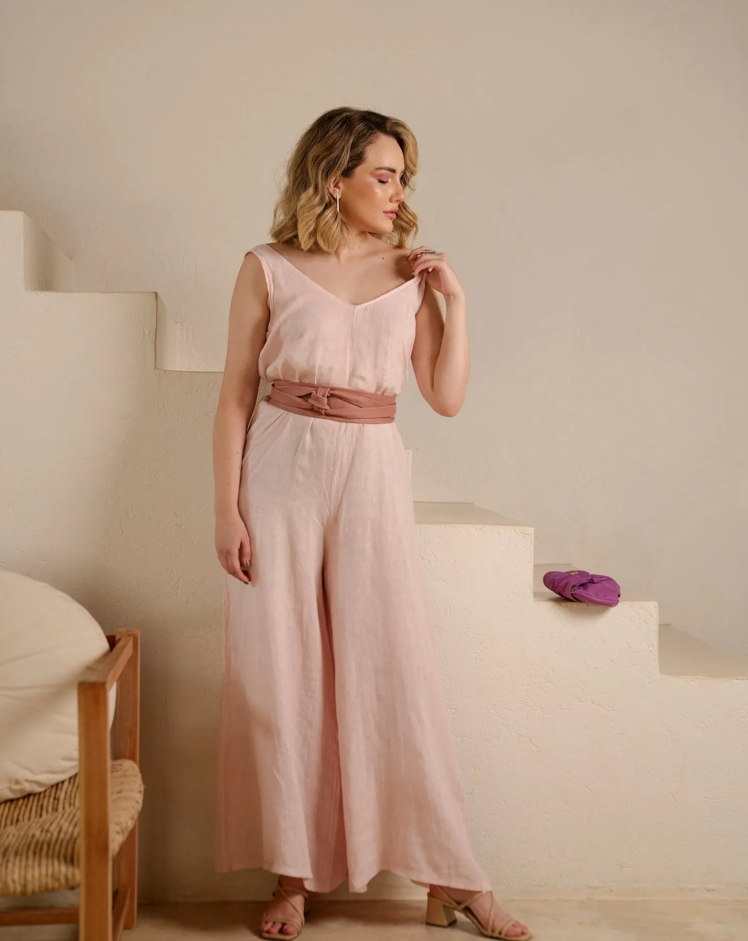 Wrap Leather Belt - Cinder Rose