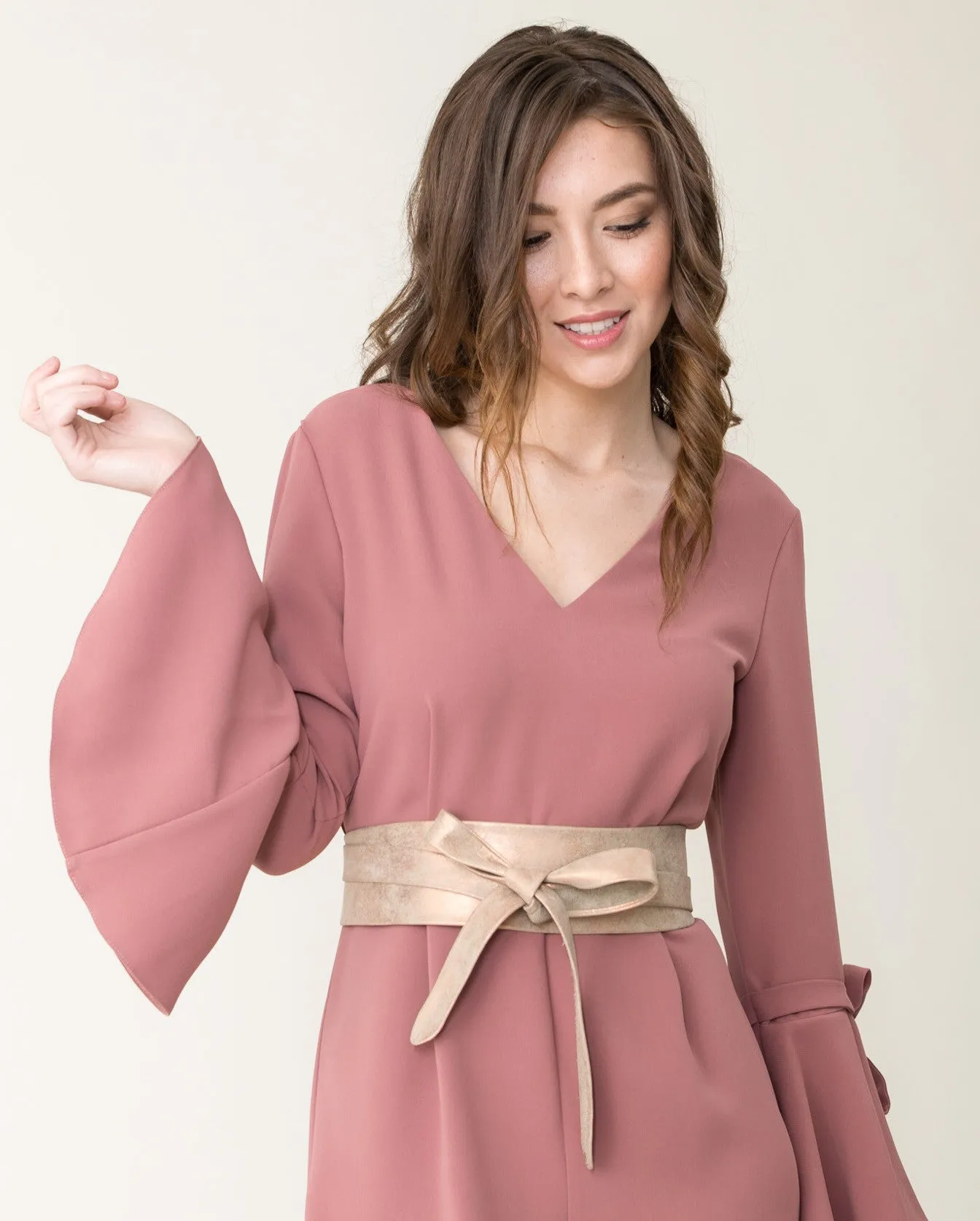 Wrap Leather Belt - Rose Shimmer
